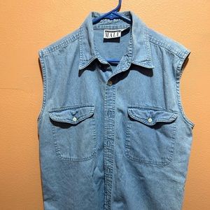 Sleeveless denim shirt, gently used, soft fabric